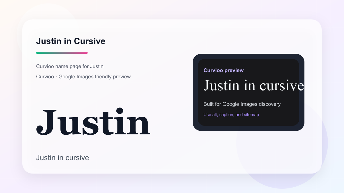 Curvioo cursive preview for the name Justin