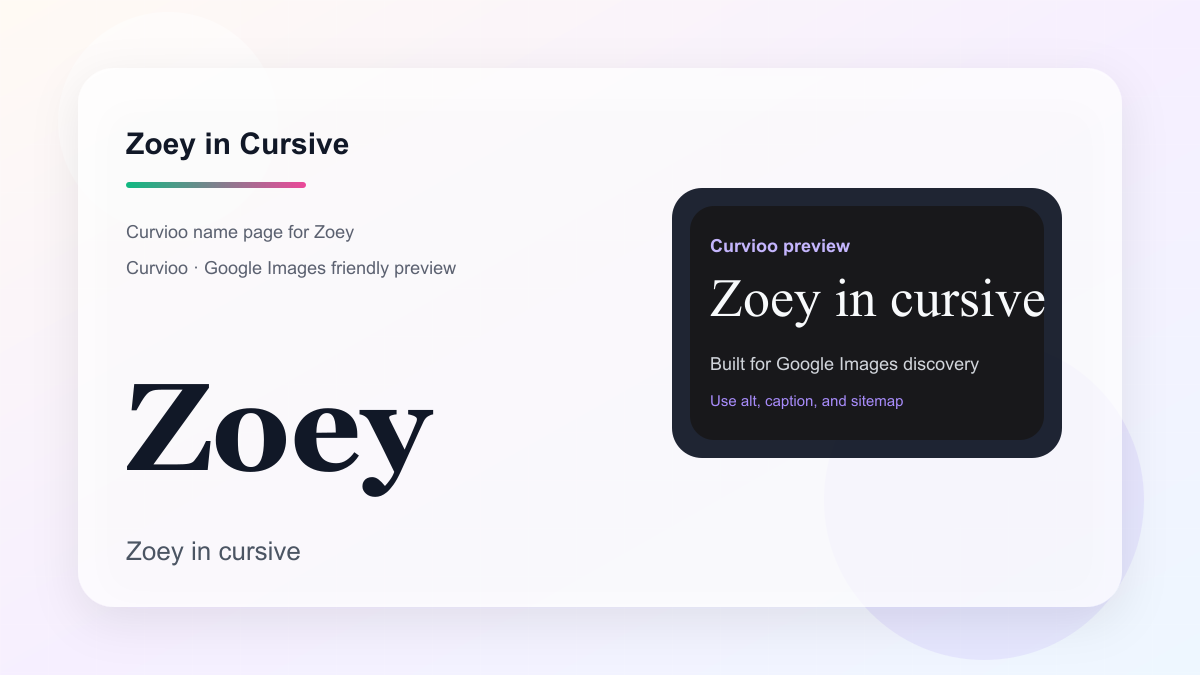 Curvioo cursive preview for the name Zoey